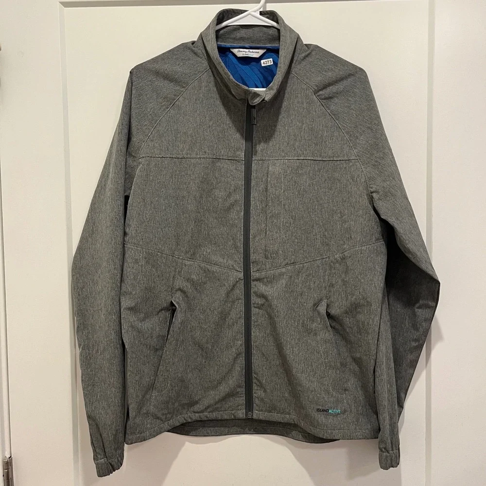 Tommy Bahama IslandZone Mens Gray Full Zip Active Jacket Island Active Large